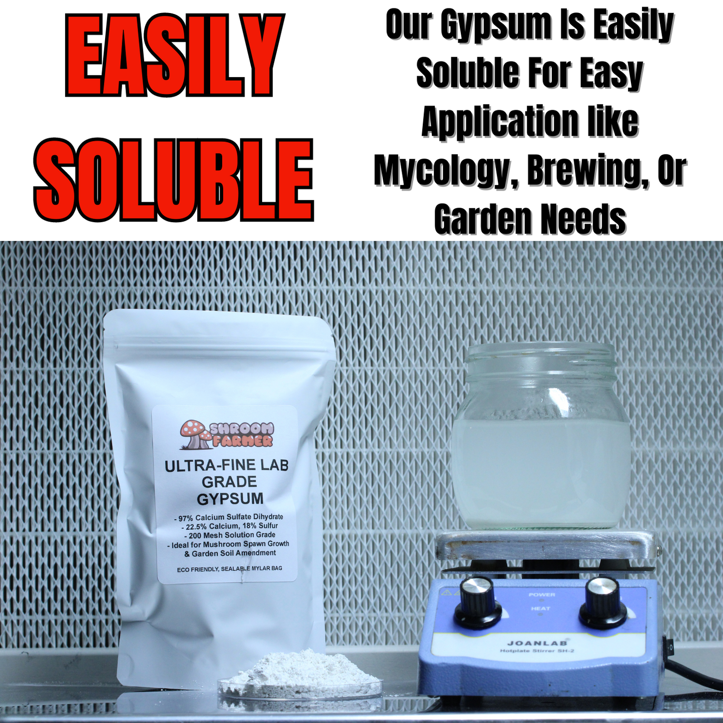 Premium Lab Grade Gypsum Powder Food Grade for Mushroom Spawn & Garden Soil Amendment